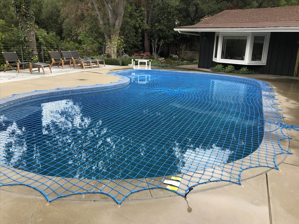 Family pool safety net installation